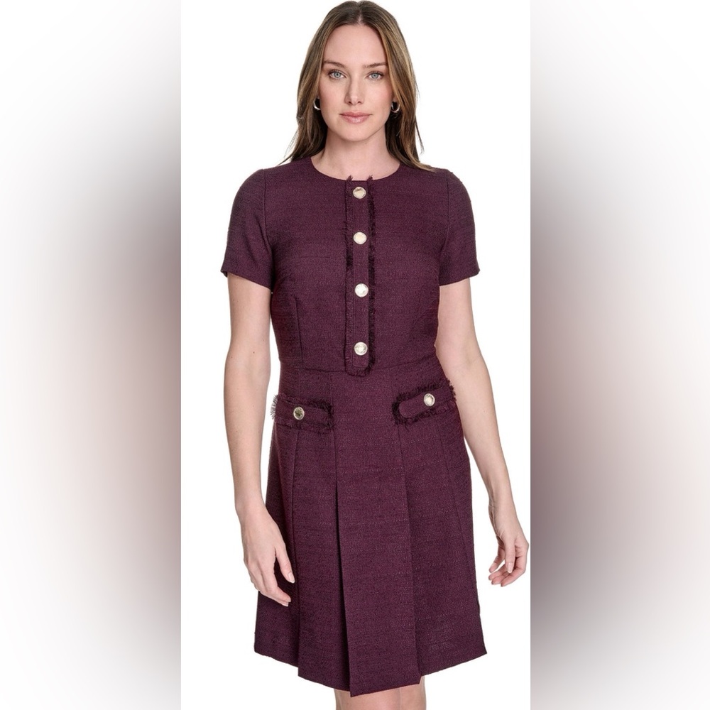 NWT Tommy Hilfiger round-neck fringe trim dress. Size 8!
